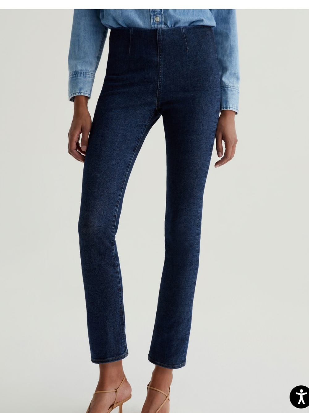 Ag Adriano Goldschmied High-Rise Slim Straight Jeans in Deep Blue Wash - Picture 2 of 7